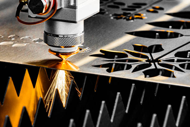CNC laser cutting machine in action